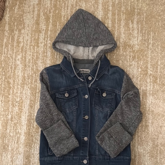 JUNIORS  | Jean Jacket Hoodie | Size L - Picture 1 of 3